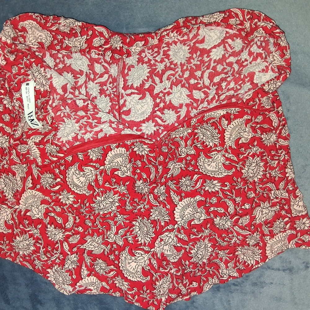 ZARA Red Floral Print Skort - Picture 3 of 5